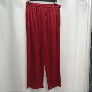 Vintage Vittadini Sport Red Waffle Knit Cotton Athleisure Pull on Pants. Medium